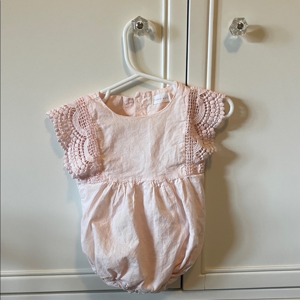 The most darling light pink Jamie Kay bubble romper 3-6M